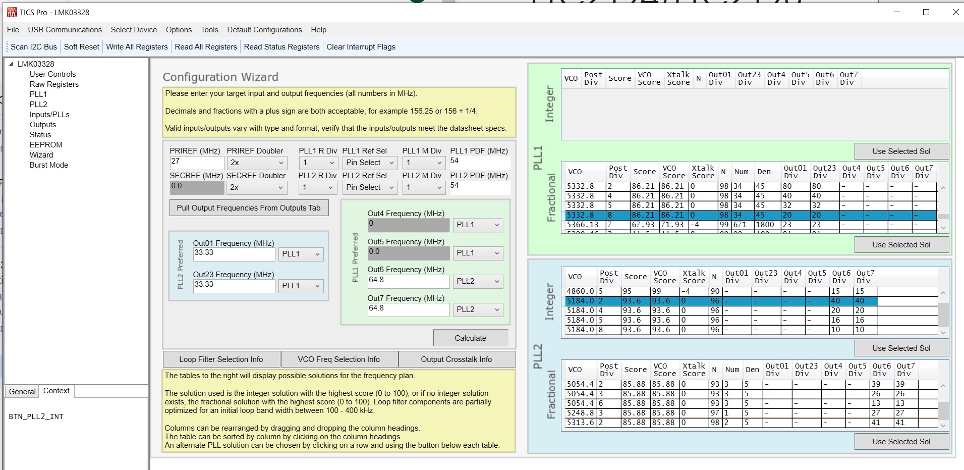 TICS Pro - PLL config