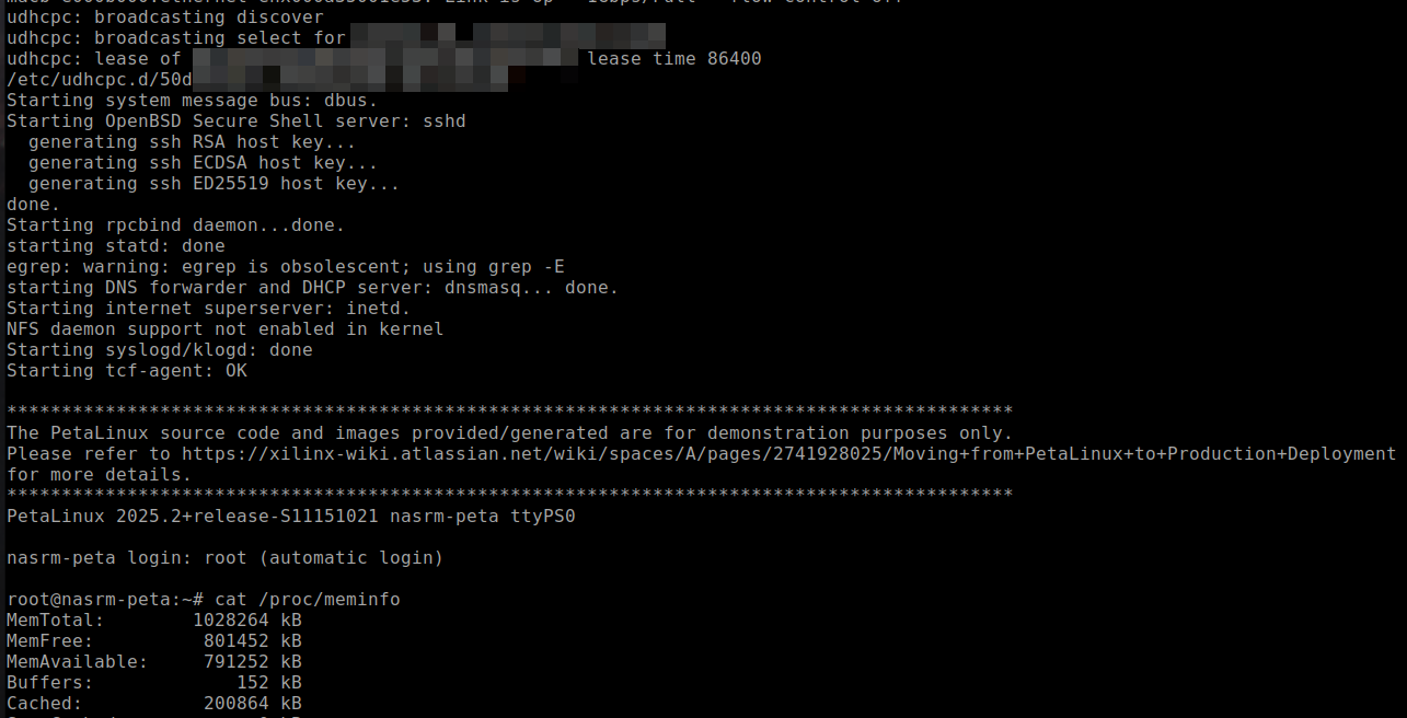 First PetaLinux boot
